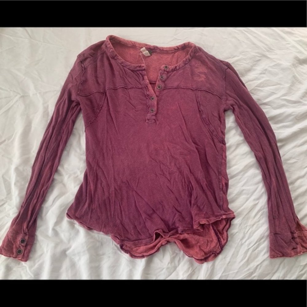 Free People- Maroon acid wash vintage long sleeve